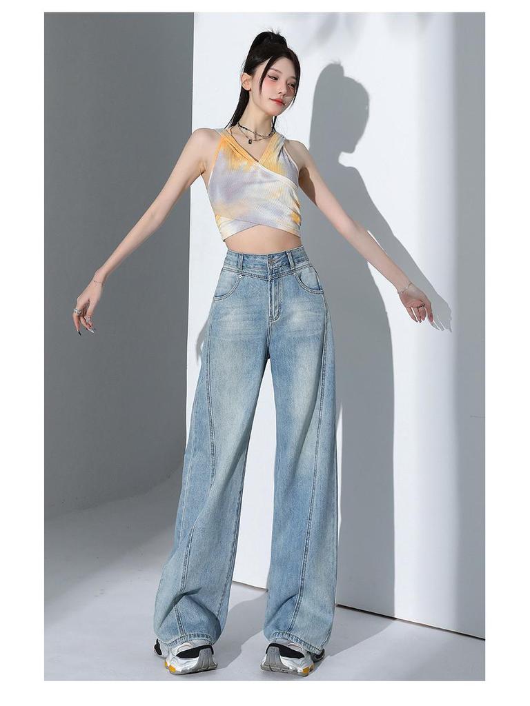 Women's Tencel Lyocell Wide-Leg Jeans: Summer 2025 Lightweight Loose Fit with Slim Draped Design