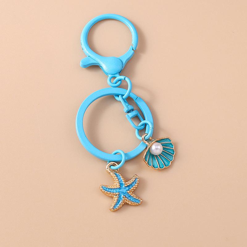 Aihua Cute Keychain Y2K Summer Beach Pearl Shell Key Chains For Women Girls Handbag Pendants Keyring Ocean Vacation Jewelry Gift