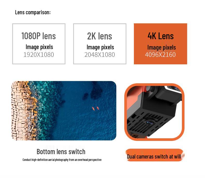 K3 4K Dual Camera Folding Drone Quadcopter HD Aerial Photography Remote Control E99Pro E88