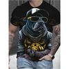 Herren 3D-gedrucktes T-Shirt mit großem Hundemuster Humorvolles digital bedrucktes Kurzarm-T-Shirt Atmungsaktives Polyester Rundhals Freizeit