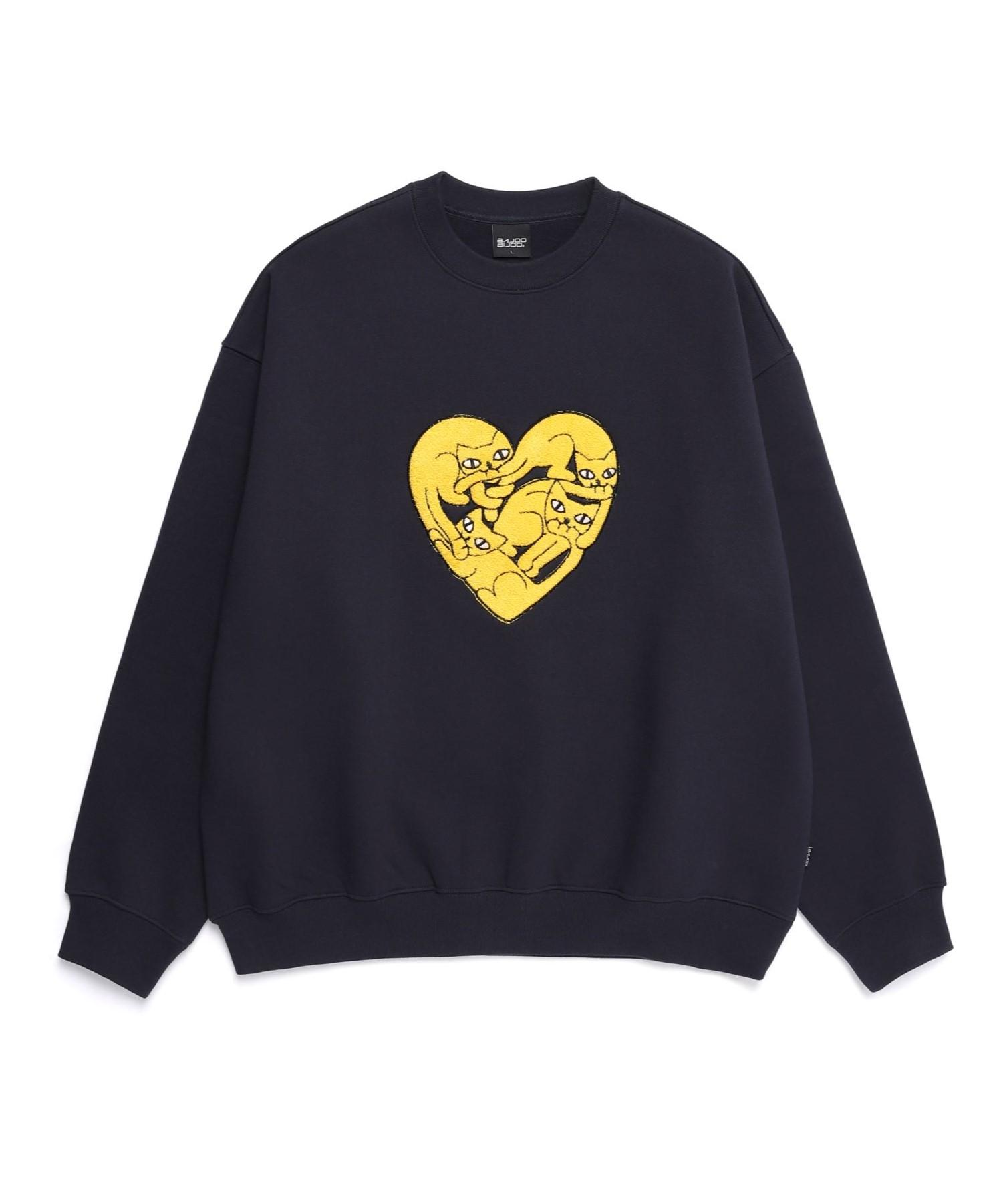 Bajubiju Heart Cat Sweatshirt [Navy] M