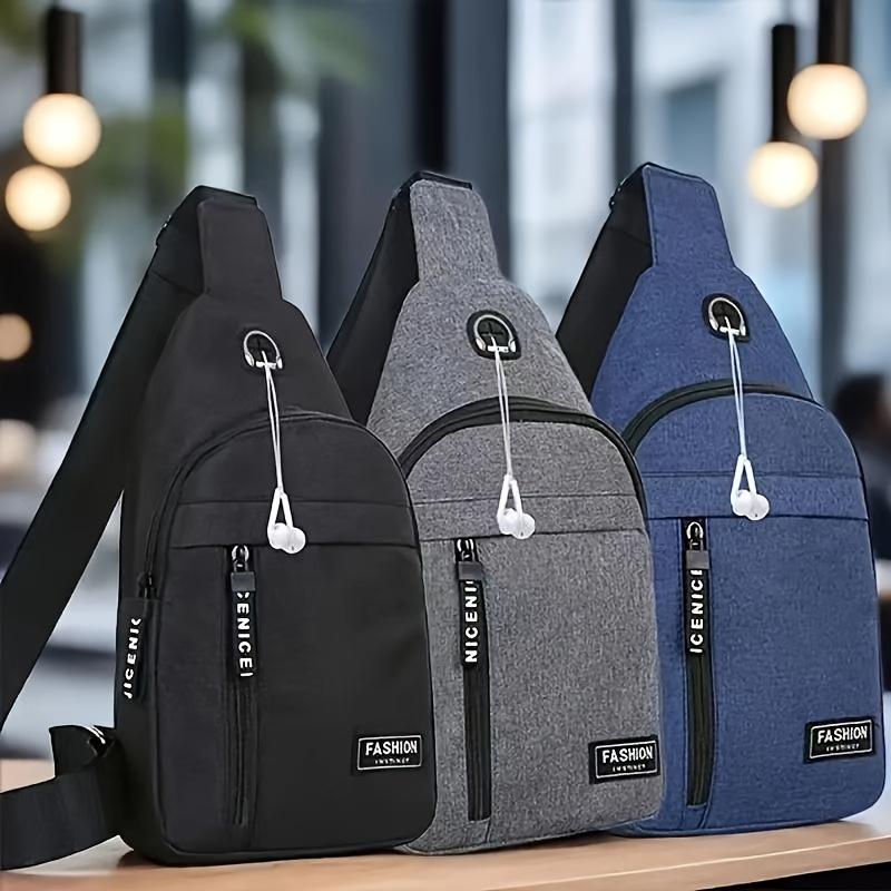 1pc Multipurpose Oxford Cloth Messenger Bag - Large Capacity, Shoulder Bag for Travel & Work, Black with Adjustable Strap, Travel Essentials Bag