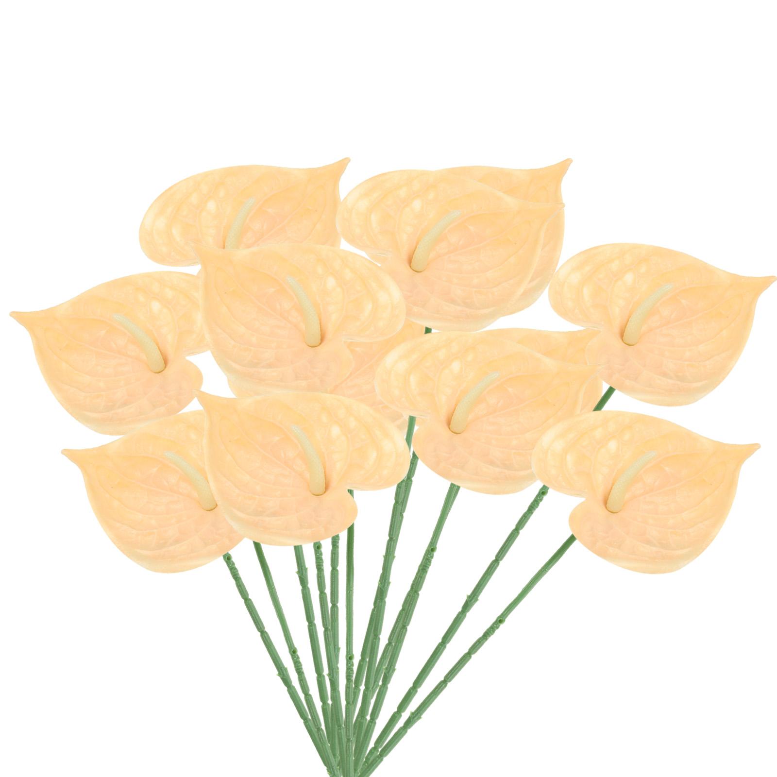 

10 шт. 13 Искусственные цветы лилии антуриум Постоянные цветы Цветочные композиции Букет для домашнего декора Свадебный света кораллов