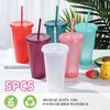 5 Stück 24oz Glitzerbecher mit Strohhalm & Deckeln Wiederverwendbare Hartplastikbecher Hochzeitsfeier Sommer-Trinkbecher Mädchens Lieblingsbecher