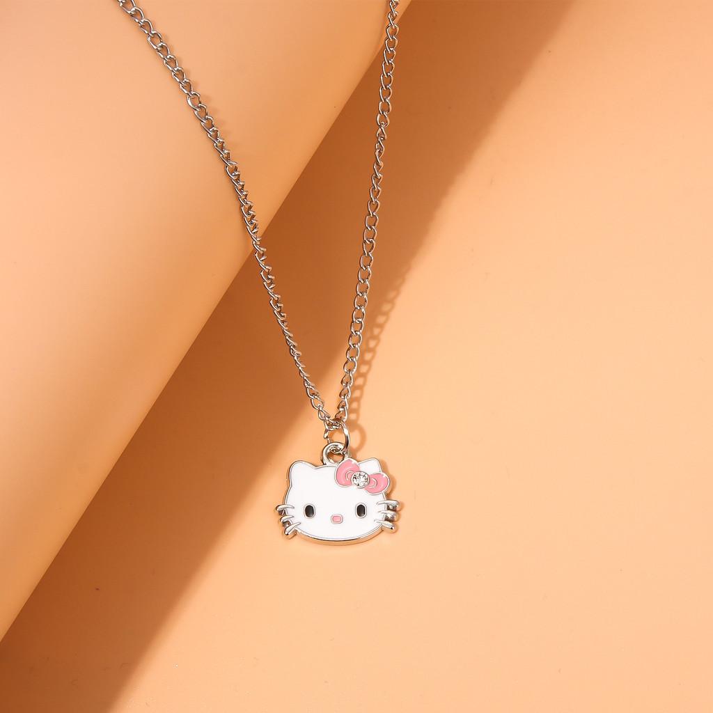 Cartoon Cute Cat Character Pendant Metal Necklace For Wear Casual