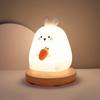 LED Night Lights for Children Bedroom Cute Animal Pig Rabbit Silicone Lamp Touch Sensor Dimmable Child Holiday Gift Rechargeable