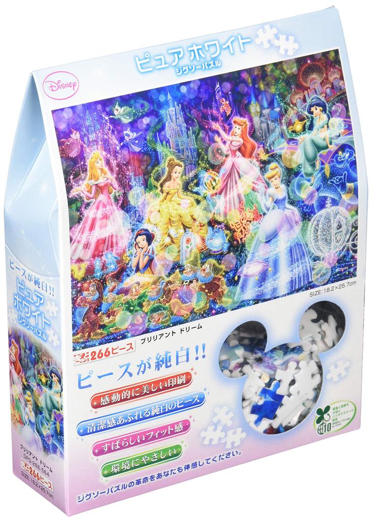 Tenyo In Pure White Gyutto Series Jigsaw Puzzle Disney Characters Brilliant Dream with Service Card (Tenyo) [Made Japan] 266-Piece (18.2x25.7cm)
