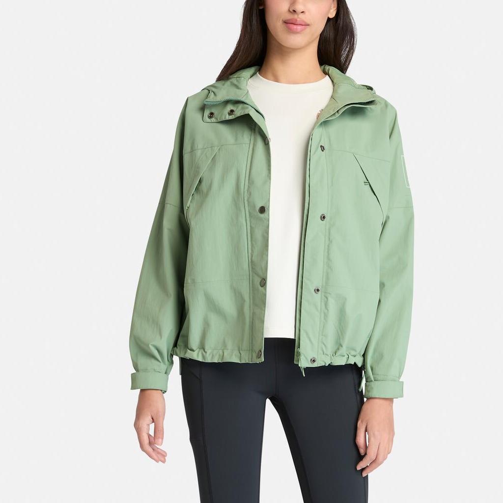 Timberland Solid Color Loose Fit Hooded Long Sleeve Outdoor Hiking Waterproof Windbreaker Women Jackets Green-Bay A67J3EC6