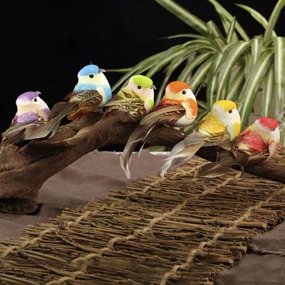 6PCS Multicolor Artificial Bird Model Vivid Simulation Sparrow Lifelike Pearl Bird Indoor Outdoor