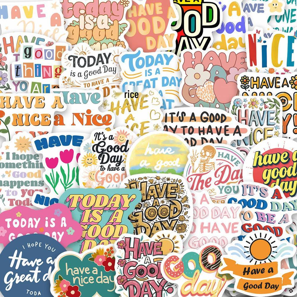 50 Motivational Waterproof Stickers for Journals, Luggage, and Phone Cases – Ins Style 'Beautiful Day' Design