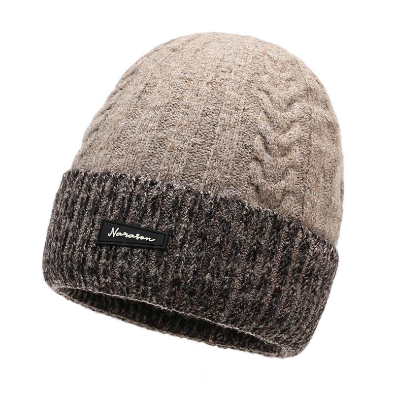 Winter Thick Knitted Hat men's Warm Retro College Style Wool Solid Color Wool Hat