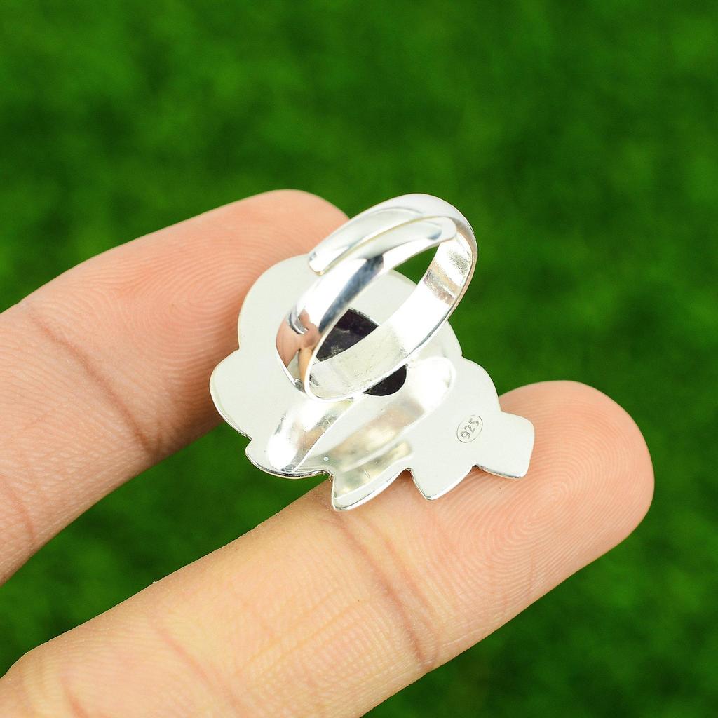 African Amethyst Stone 925 Silver Engagement Wedding Cescent Moon Statement Ring