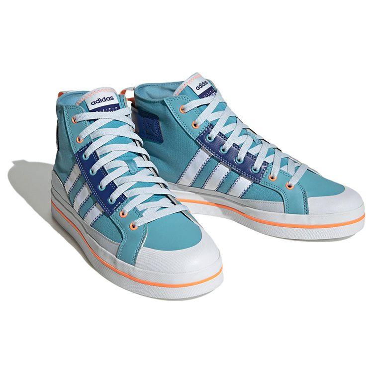 Adidas Neo City Canvas Hi Casual Slip Resistant Durable Mid Top Skate Shoes Unisex Sneakers Blue White Orange HQ4620