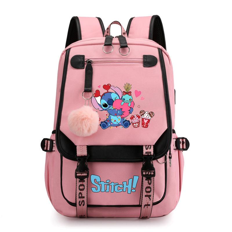 Cute Cartoon Printed Schoolbag Junior High School Student High School Student With Usb Multi-Function Student Schoolbag