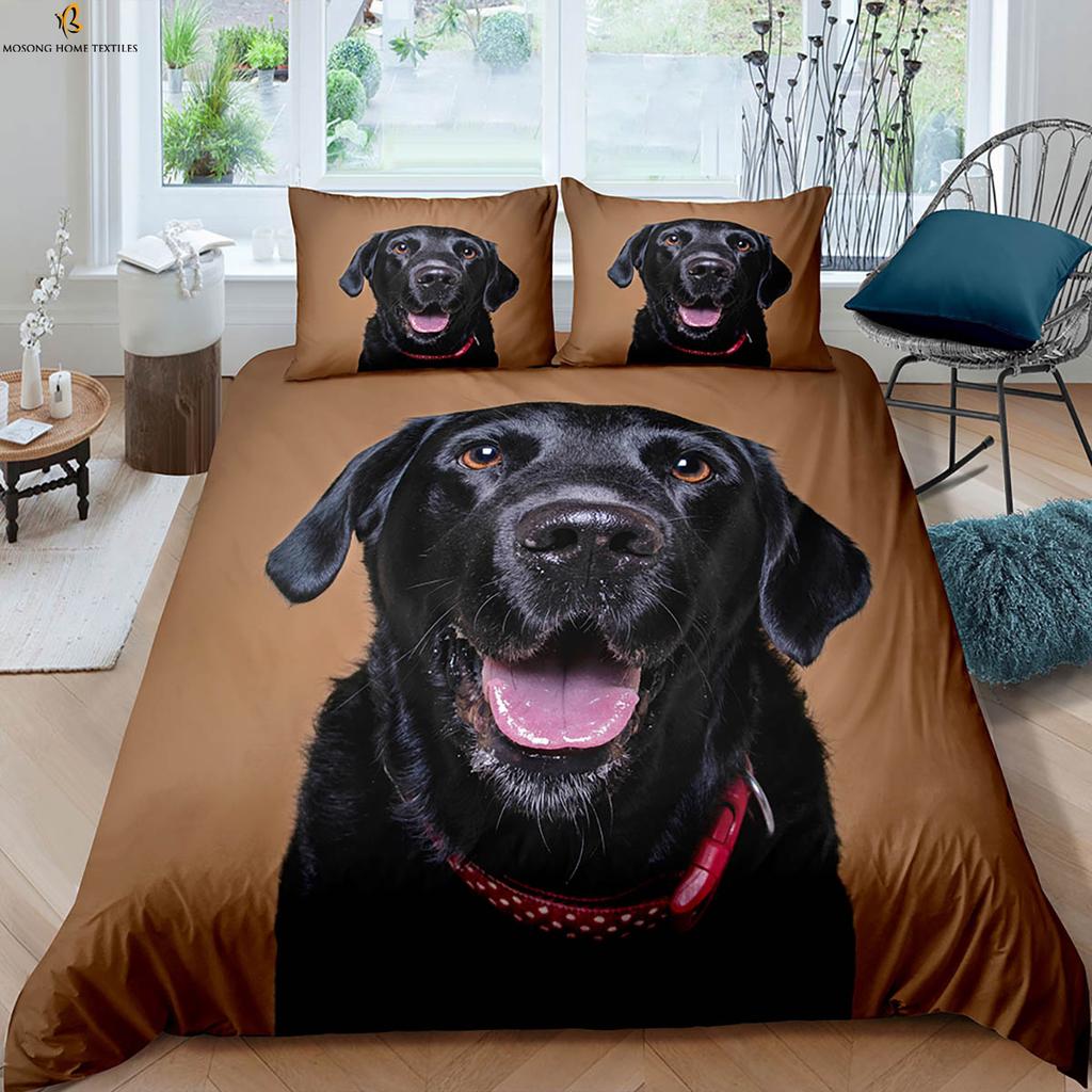 Cute Dog Husky Animal Stereo Printing Quilt Cover Polyester Bedding Set Pillowcase Pieces Curtain