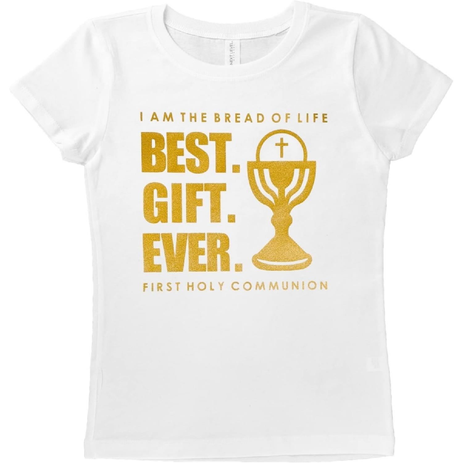 First Holy Communion T-Shirt for Boys and Girls, Catholic Sacrament Gift S