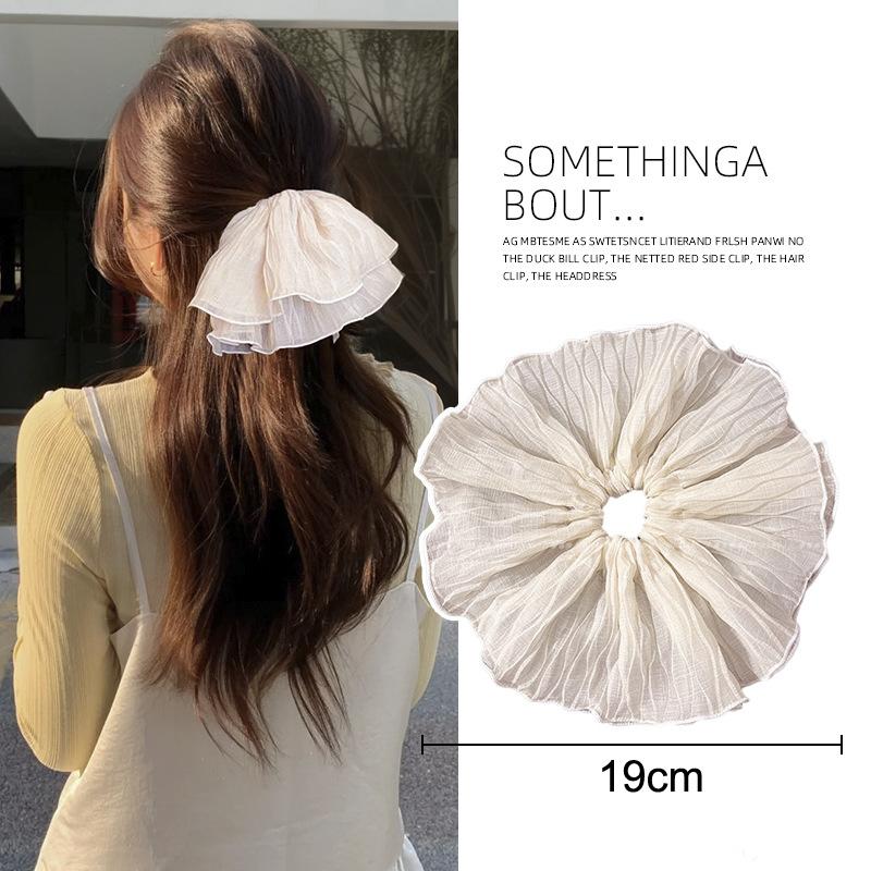 

Корейские кружевные плиссированные резинки для волос, французский темперамент, милые, большие эластичные резинки для волос, держатель для хвостика, резинка для волос, аксессуары для волос S белый
