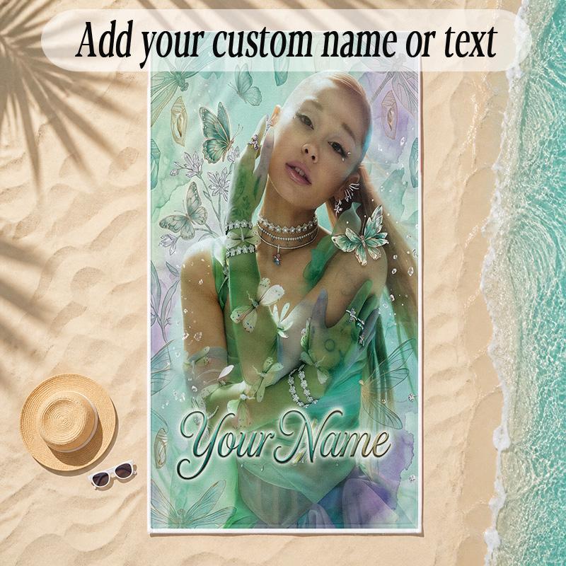 Beach TowelAriana Grande Custom Name Text Personalized Soft Towel for Beach Pool Indoor Home Decor Gift