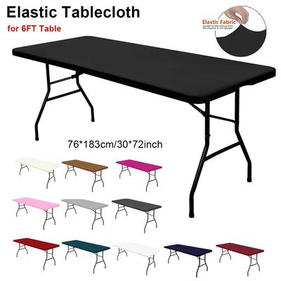 1Pcs Spandex Rectangular Tablecloth Elastic Fitted 6FT Table Cloth Universal Wrinkle Resistant Patio Table Cover