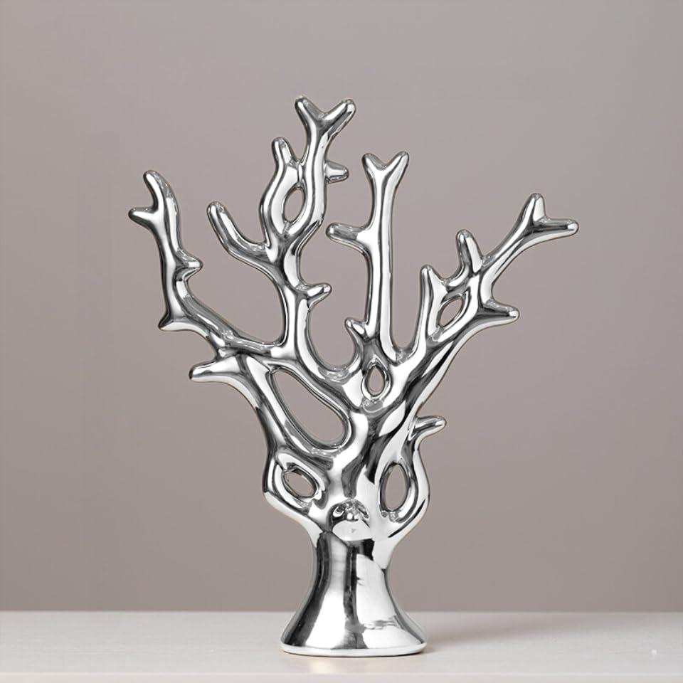 Scandinavian-inspired Color Tree, 30cm Size Minimalist Scandinavian-style Color Tree, 30cm Tabletop Decor Object Simple Design (silver)