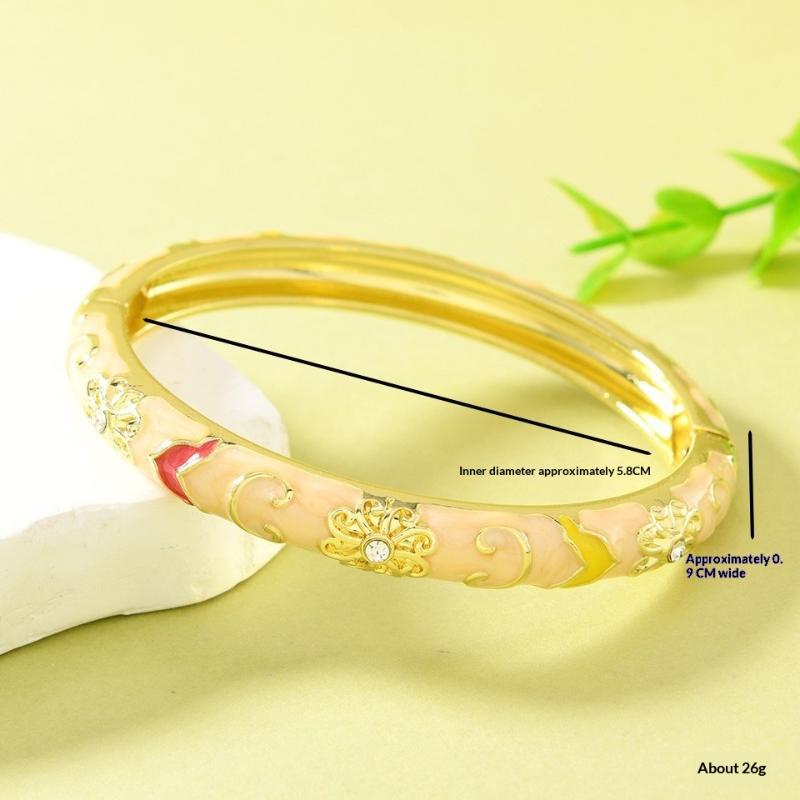 Oriental Bracelets Chinese Cloisonne Enamel Bracelet Traditional Flower Bangle Ethnic Vintage Women'S Hand Jewelry Gift