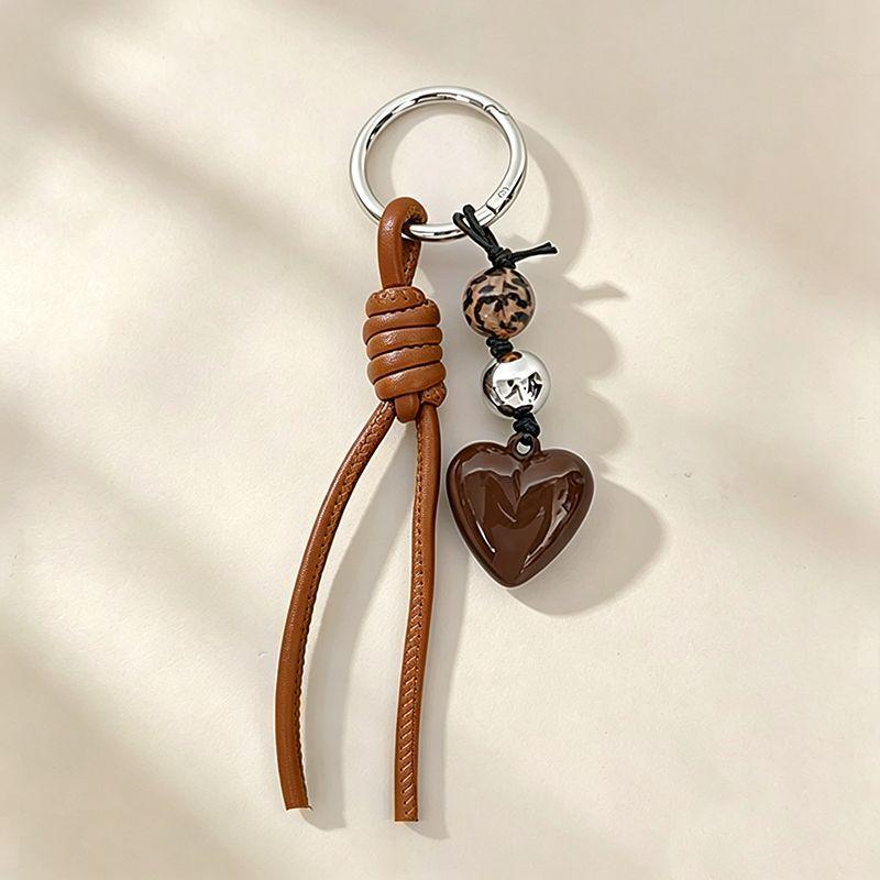 Yogodlns Female Keychain with PU Leather Lanyard for DIY Mobile Heart Hanging Charm Pendant Accessories Rope Vintage Design Decorations