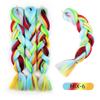Rainbow Braiding Hair Extension 24 Inch 1 Pack Synthetic Profession Jumbo Braid in Hair Extensions 4 Tone Crochet Colored Hair Extensions for Braiding
