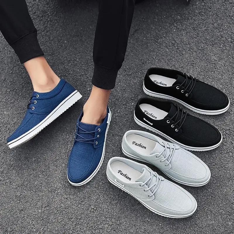 New Arrival Spring Summer Comfortable Casual Shoes Mens Canvas Shoes For Men Lace-Up Brand Fashion Flat Loafers Shoe 44