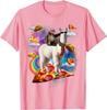 Bradipo che cavalca un lama nella Galassia della Pizza Taco Maglietta Grafica Divertente Casual Unisex Maglietta da Viaggio