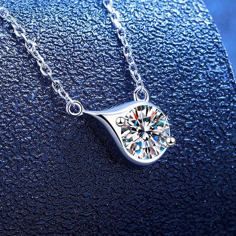 1ct Moissanite Necklace D Color Waterdrop Pendant Clavicle Chain Women