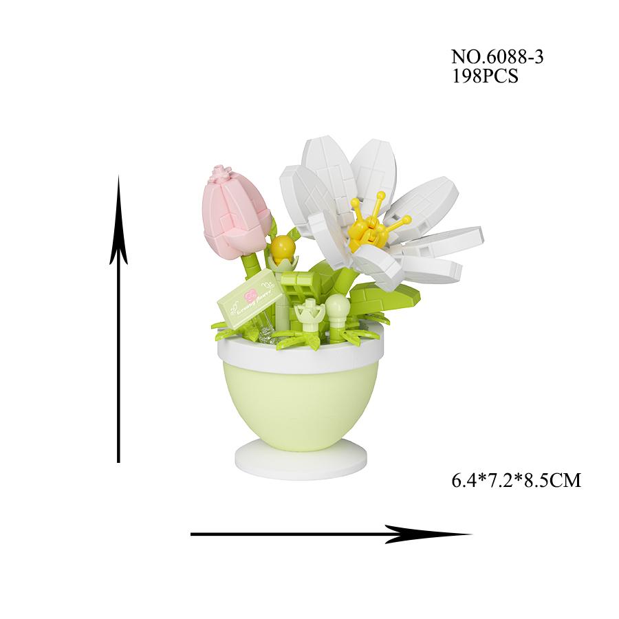 Mini Potted Plant Plastic Flowers Mini Building Blocks Educational Model Toy for Home Garden Decorations Mother's Day Gift