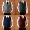 Autumn and Winter Waistcoat Men's V-neck Button Cardigan Knitted Vest Solid Color Sweater Men's Vest Cardigan