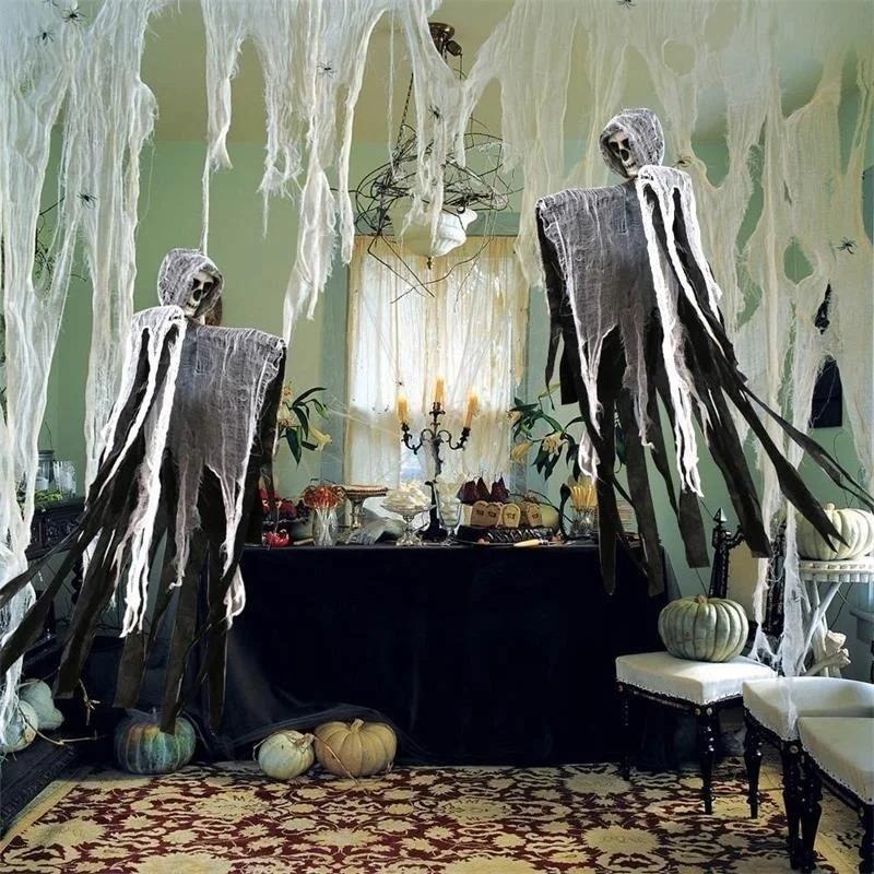 100cm Halloween Hanging Ghost Haunted House Hanging Grim Reaper Horror Props Home Door Bar Club Halloween Decorations