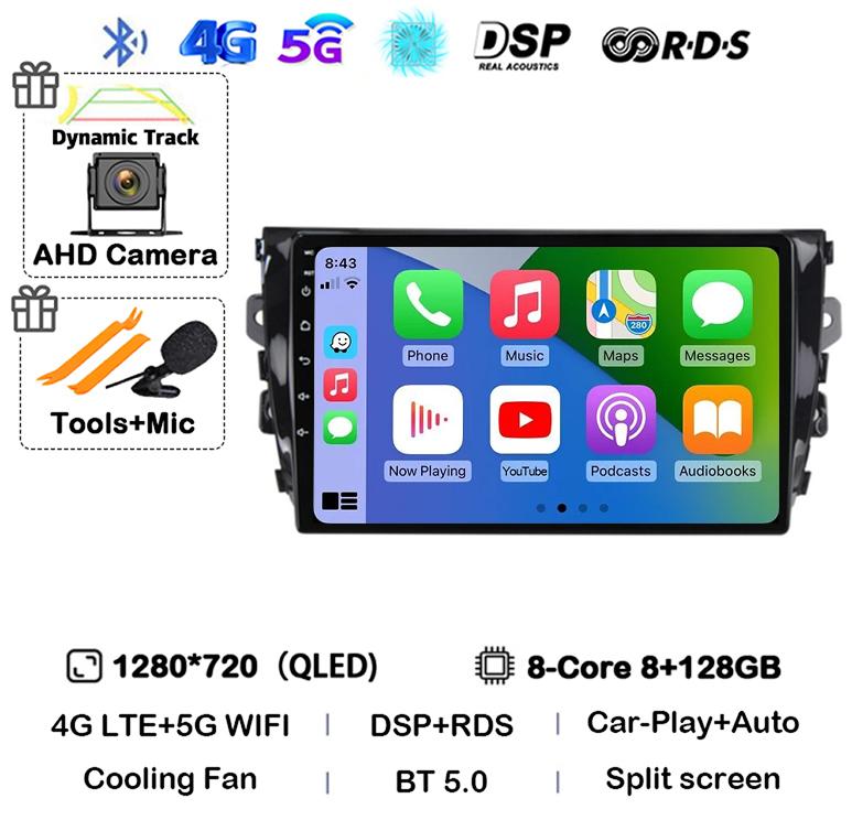 Android 14 Carplay Auto 4G WIFI For Zotye T600 2014-2019 Car Radio Multimedia Video Player Navigation Stereo GPS 360 Camera QLED