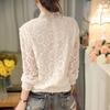 Women Spring and Summer White Collar Lace Bottoming Shirt Long Sleeve Short Sleeve Shirt