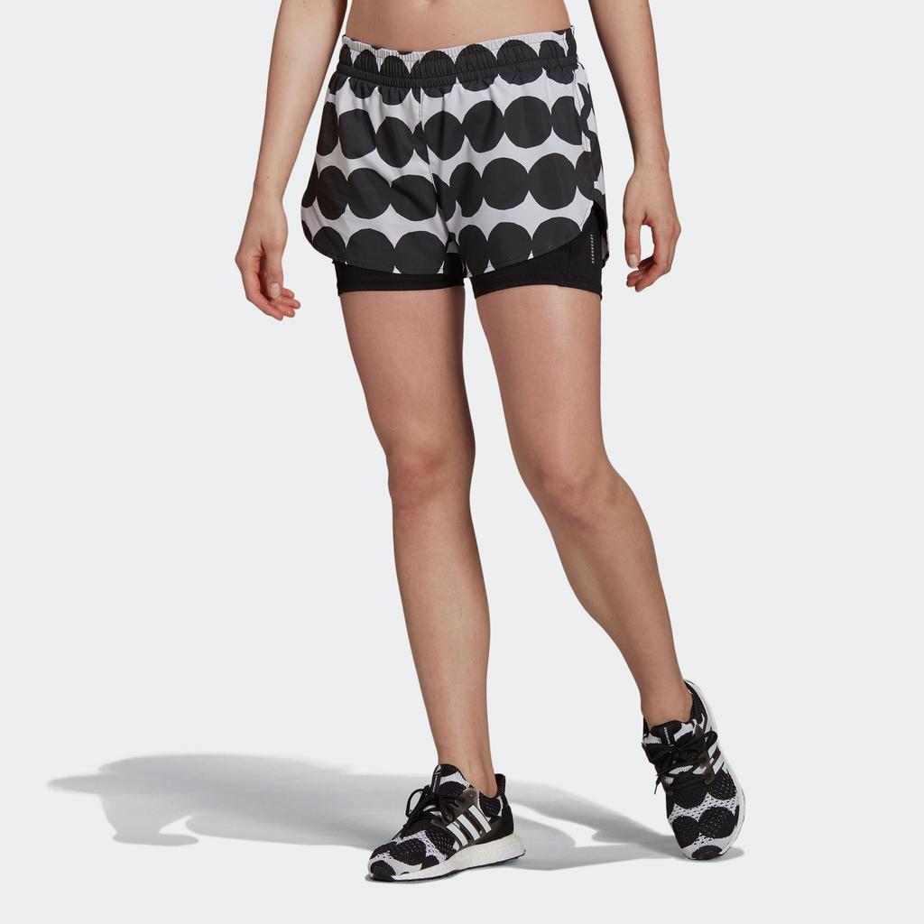 Adidas X Marimekko Marathon Printed Sports Shorts Women Bottoms Black GU2526
