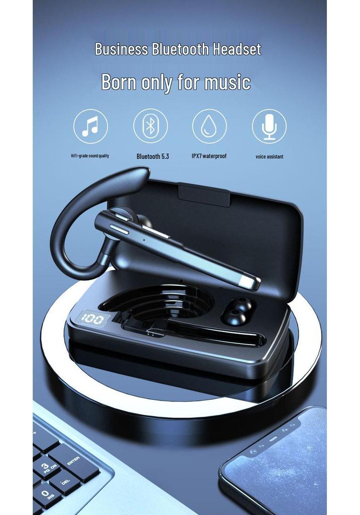 Smart Noise-Cancelling Wireless Bluetooth Earphone for Business Calls (Single Ear with AI Translation)
