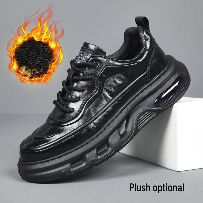 Vyriški natūralios odos universalūs laisvalaikio batai - Aukštos klasės, minkštas padas, neslystantys, su pliusiniu pamušalu, rudens/žiemos