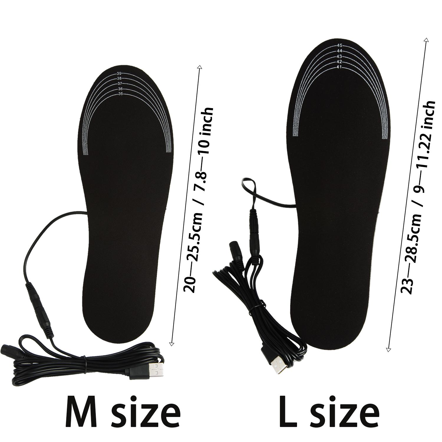 

USB Heated Shoe Insoles Feet Warm Sock Pad Mat Electrically Heating Insoles Washable Warm Thermal Insoles Unisex WJ014 Insoles L size 41-46 чорний