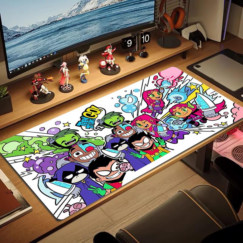Teen Titans Mouse Pad Large Gaming Table Cushion Nonslip Laptop Tablet Big Mousepad Xxl Mat Mini Pc Playmat With Lock Edge