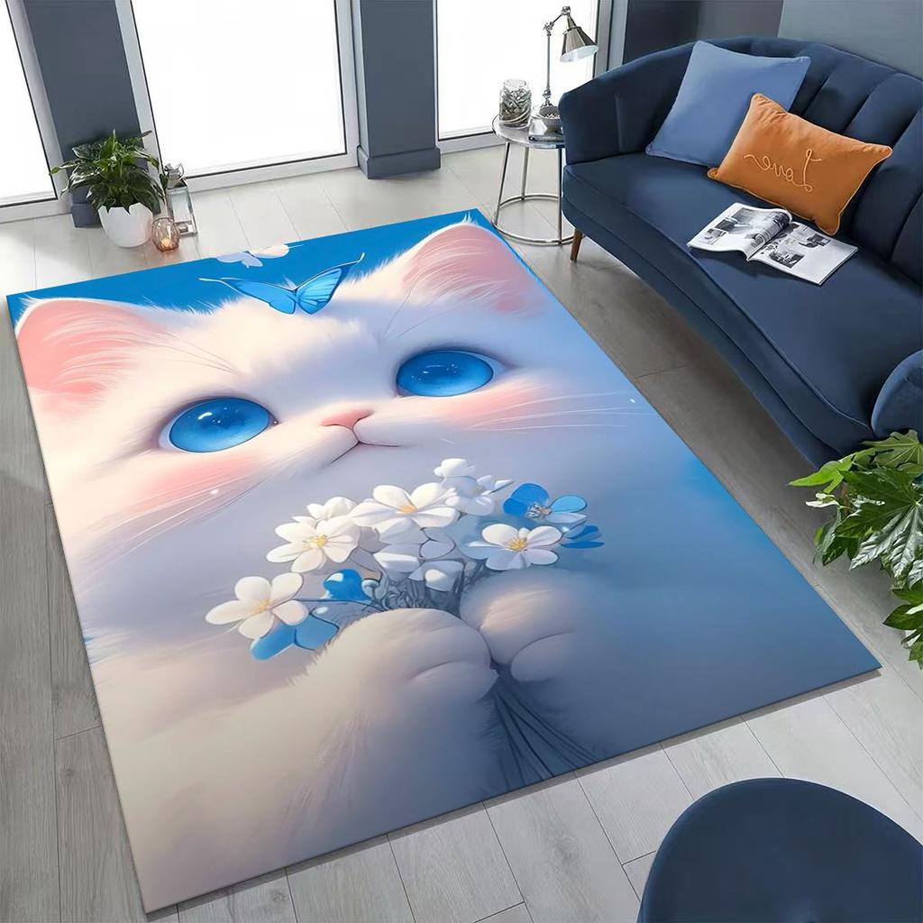 Neuer Niedlicher Katze Kätzchen Miau Cartoon Teppich für Schlafzimmer Wohnzimmer Sofa Zuhause Fußmatte Dekor, Große Kinder Spiel Anti-Rutsch Bodenmatte