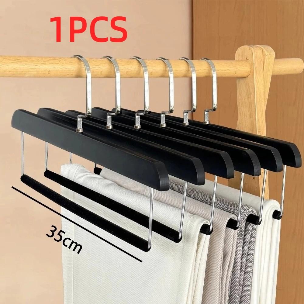 Premium Pants Hanger Wooden Storage Rack Portable Velvet Coat Hanger  Clothing Store Home Use