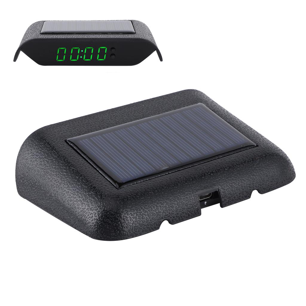 Car Digital Clock Auto Truck Solar Powered Time Date Temperature LCD Display Wiring FreeGreen Light
