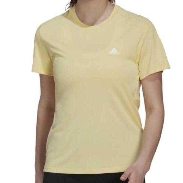 Adidas Run It Tee Round Neck Quick-Dry Comfortable Solid Color Short Sleeve Regular T-Shirt Women Tops Yellow HL1457