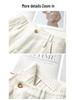 White Linen Loose-Fit Old Money Style Women’s Elastic Waist Wide-Leg Trousers, Casual Spring 2026 Collection