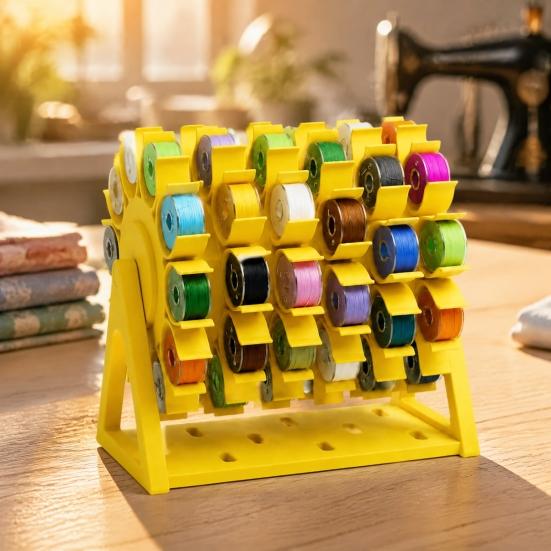 Estante de 60 Bobinas, Estante Organizador de Hilo de Coser de 60 Bobinas, Soporte de Exhibición Giratorio de 360 Grados Ahorrador de Espacio, Soporte de Almacenamiento de Mesa para Bordado y Patchwork
