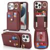 For iPhone 13 Pro Max/12 Pro Max Case with Zipper Pouch/Ring Kickstand/Strap Litchi Texture PU+TPU Phone Cover