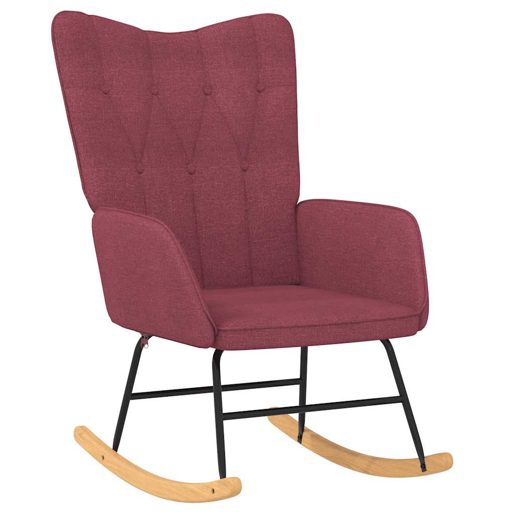 Rocking Chair with Ottoman Fabric Burgundy