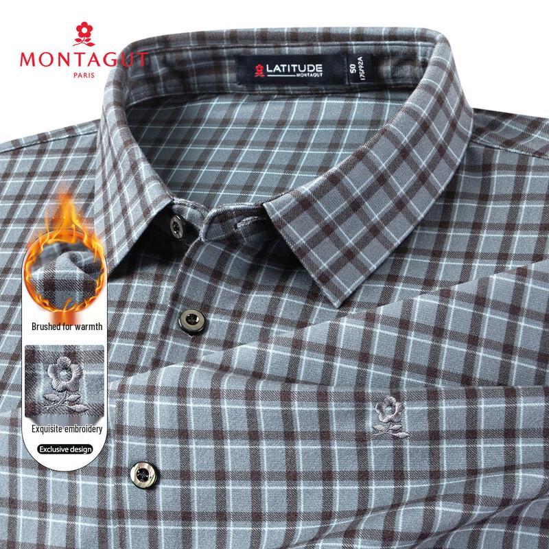 MONTAGUT Men s Brushed Thermal Plaid Long-Sleeve Shirt 52