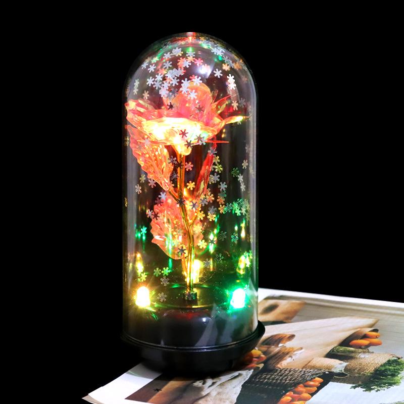 Crystal Glass Rose: Luminous Preserved Flower Music Ornament for Valentine's Day